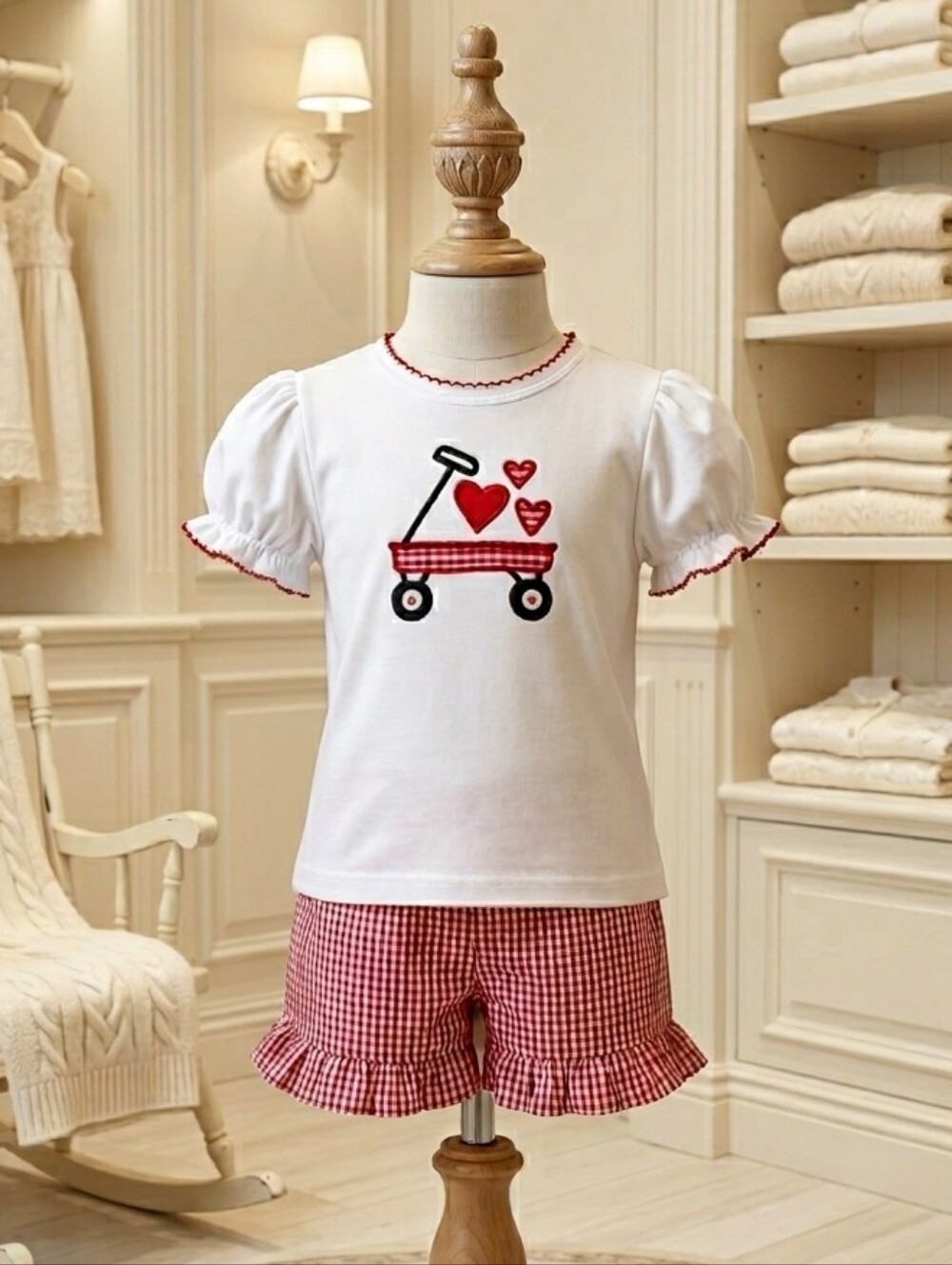 Petit Ami Heart Wagon Shirt & Short Set | Size 12M